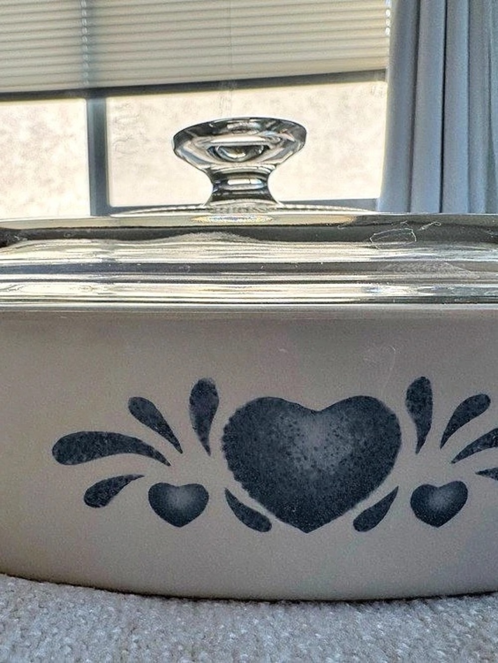 CorningWare Heart Song Casserole Dish with Lid White & Silver